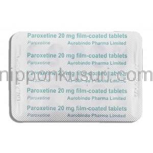 パロキセチン Paroxetine 20mg 錠 (Aurobindo) 包装裏面