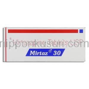 ミルタズ Mirtaz, リフレックス ジェネリック, ミルタザピン 30mg (Sun Pharma) 箱