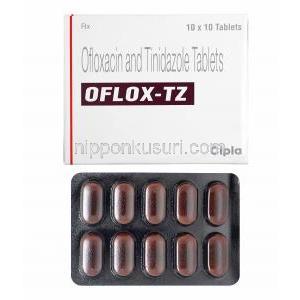 オフロックス TZ Oflox TZ, チオニダゾール600mg / オフロキサシン 200mg 箱、錠剤