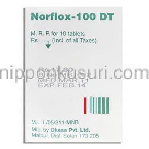 ノルフロックス DT Norflox DT. ノルフロキサシン 100mg 錠  （Okasa）