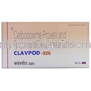 セフポドキシムプロキセチル / クラブランカリウム配合, Clavpod,  200MG / 125MG 錠 (Alkem) 箱