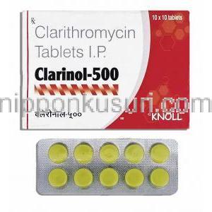 クラリノル500 Clarinol-500, クラリス ジェネリック, クラリスロマイシン 500mg 錠 (Alkem)