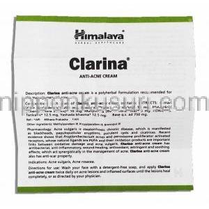 ヒマラヤ Himalaya クラリナ Clarina ニキビ予防クリーム 情報シート1