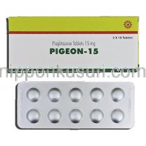 ピジョン15 Pigeon-15, アクトス ジェネリック, ピオグリタゾン, 15mg, 錠
