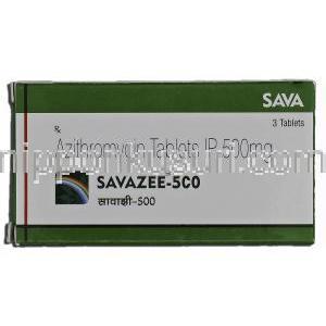 サバジー500 Savazee-500, ジスロマック ジェネリック, アジスロマイシン, 500mg, 錠 箱