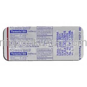 テノリック50 Tenoric-50, テノレチック ジェネリック, アテノロール 50mg, クロルタリドン, 12.5 mg, 錠 包装
