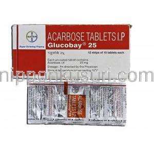 グルコバイ25 Glucobay 25, アカルボース , 25mg, 錠