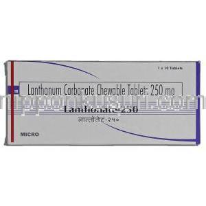 ランゾネート Lanthonate, 炭酸ランタン 250mg 錠 箱