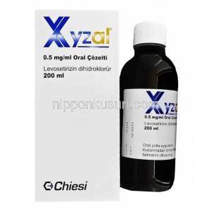 ザイザル Xyzal, レボセチリジン ジヒドロクロリド, 0.5 /ml, 200ml 経口服用液