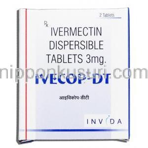 イベコップDT Ivecop-DT, ストロメクトール ジェネリック, イベルメクチン 3mg, 箱