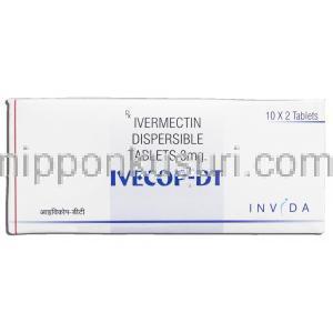 イベコップDT Ivecop-DT, ストロメクトール ジェネリック, イベルメクチン 3mg, 箱側面