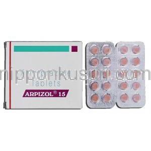 アルピゾル15 Arpizol 15, アビリファイ ジェネリック, アリピプラゾール 15mg, 錠