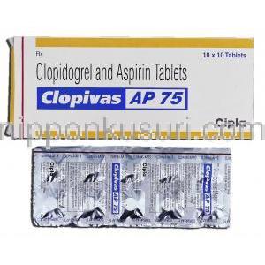 クロピバスAP75 Clopivas AP 75, クロピドグレル/ アスピリン 75mg, 錠