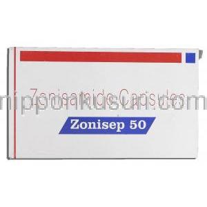 ゾニセップ50 Zonisep 50, エクセグラン ジェネリック, ゾニサミド 50mg, 箱