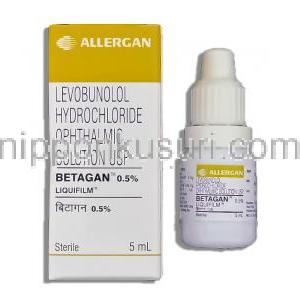ベータガン Betagan ,  0.5% 5ml レボブノロール塩酸塩（ミロルジェネリック） 点眼薬 (Allergan)
