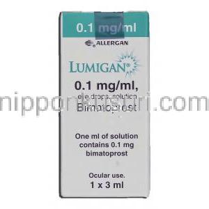 ルミガン Lumigan, ビマトプロスト 0.1 mg/ml, 点眼薬, 箱