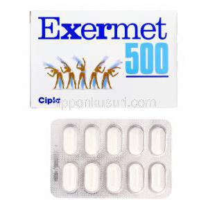エクサーメット Exermet, グルコファージ ジェネリック, メトホルミン 500mg 持続性錠