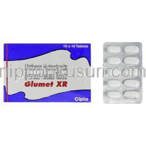 メトホルミンＳＲ（グルコファージ ジェネリック）, Glumet XR, 500 mg 錠 (Pinnacle)