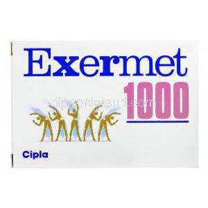 エクサーメット Exermet, グルコファージ ジェネリック, メトホルミン 1000mg 持続性錠, 箱