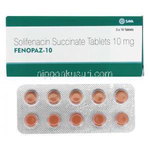フェノパズ Fenopaz, ビジョケア ジェネリック,ソリフェナシン 10mg, 錠