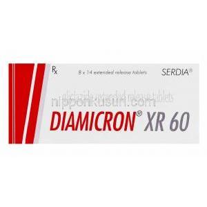 ダイミクロン Diamicron XR60、グリクラジド 60mg　箱