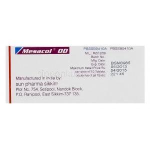 Mesacol OD　メサコール、ジェネリックアサコール、メサラミン1.2mg　製造会社情報