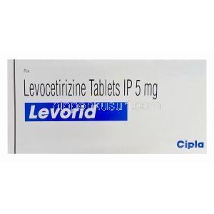 Levorid　レボリド、ジェネリックザイザル　Xyzal、レボセチリジン二塩酸塩5mg　箱