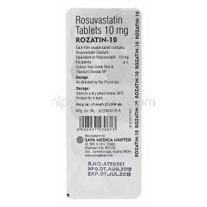 Rozatin-10　ロザチン、ジェネリッククレストール、ロスバスタチン10mg