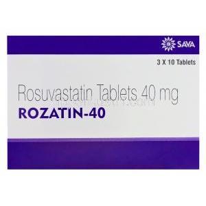 Rozatin-40　ロザチン、ジェネリッククレストール、ロスバスタチン40mg　箱
