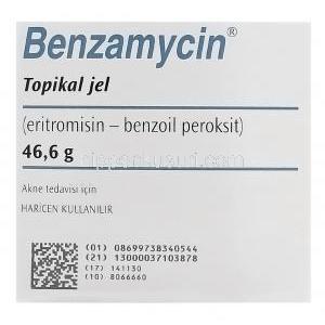 ベンザミシンジェル、エリスロマイシン3％、過酸化ベンゾイル5％　箱
