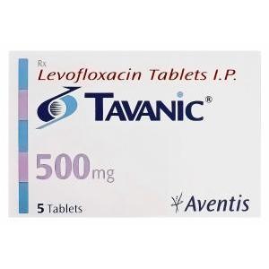 タバニック 　Tavanic、ジェネリックレバクイン　Levaquin、レボフロキサシン500mg　箱