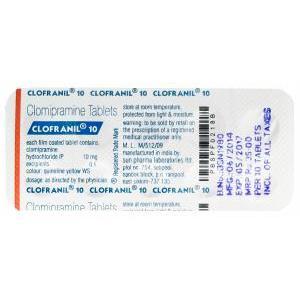 クロフラニル　Clofranil10、ジェネリックアナフラニール、クロミプラミン塩酸塩10mg　包装