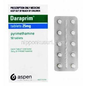 ダラプリム　Daraprim、ピリメタミン　25mg　箱　錠剤　（Aspen社製）