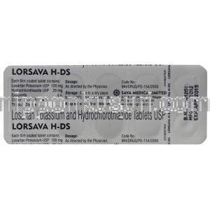 ロルサバ　Lorsava H-DS、ジェネリックハイザール、ロサルタンカリウム100mg/ ヒドロクロロチア