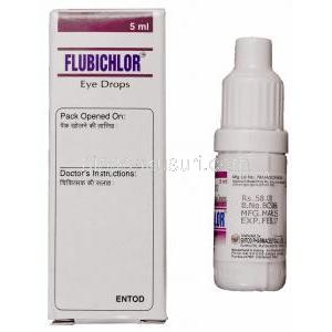 フラビクロール,　フルルビプロフェン 0.03%/クロラムフェニコール 0.5%配合 点眼薬 5ml　包装