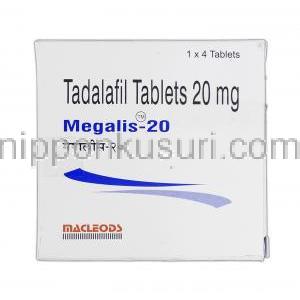 メガリス-20 Megalis-20, シアリス ジェネリック, タラダフィル, 20 mg, 錠, 箱