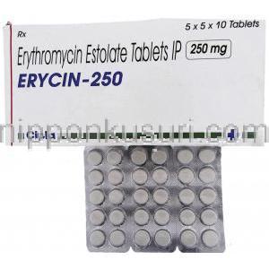 エリシン Erycin, エリスロマイシン・エストレート 250 mg 錠