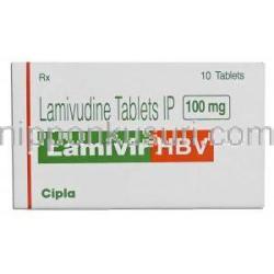 ラミブジン(エピビル/ ゼフィックスジェネリック), Lamivir HBV, 100mg 錠 (Cipla) 箱