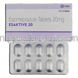 エサクティブ20 Esaktive 20, ネキシウム ジェネリック, エメプラゾール, 20mg, 錠