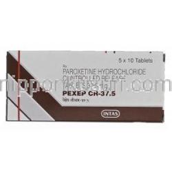 ペゼップCR-375 Pexep CR-37.5, パキシル CR ジェネリック, パロキセチン CR, 37.5 mg, 錠 箱