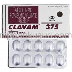 クラバム375 Clavam 375, オーグメンチン ジェネリック, アモキシシリン, 250mg, クラブラン酸, 125mg, 錠