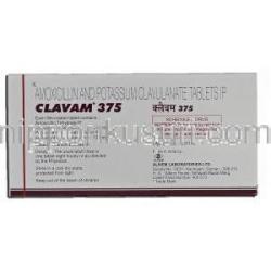 クラバム375 Clavam 375, オーグメンチン ジェネリック, アモキシシリン, 250mg, クラブラン酸, 125mg, 錠 箱裏
