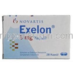 エクセロン Exelon, リバスチグミン水素酒石酸塩 3mg, カプセル 箱