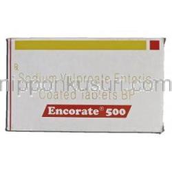 エンコレート500 Encorate 500, デパケン ジェネリック, バルプロ酸, 500mg, 錠 箱