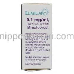ルミガン Lumigan, ビマトプロスト 0.1 mg/ml, 点眼薬, 箱記載情報