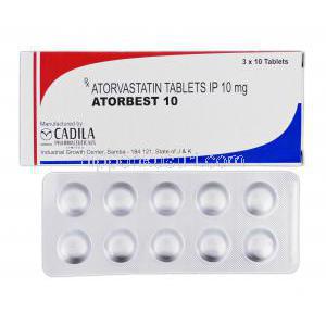 アトルベスト10 Atorbest 10, リピトール ジェネリック, アトルバスタチン, 10 mg, 錠