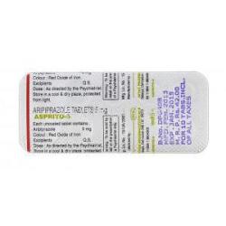 アスプリト-5 Asprito-5, アビリファイ ジェネリック, アリピプラゾール, 5 mg, 錠, 包装裏面