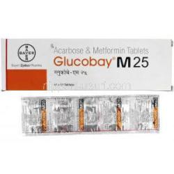 グルコバイ M Glucobay M, アカルボース メトホルミン 25mg 500mg, 錠