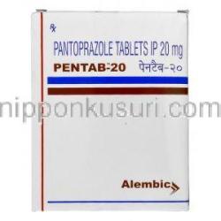 ペンタブ20 Pentab 20, プロトニックス ジェネリック, パントプラゾール 20 mg 錠, 箱