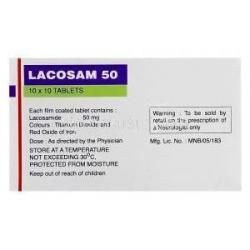 ラコサム　Lacosam50、ジェネリックビムパット　Vimpat、ラコサミド50mg　製造情報